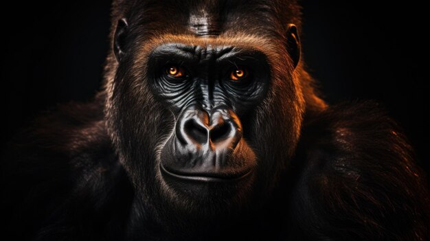 Beautiful Gorilla Portrait Gorilla male on a dark background