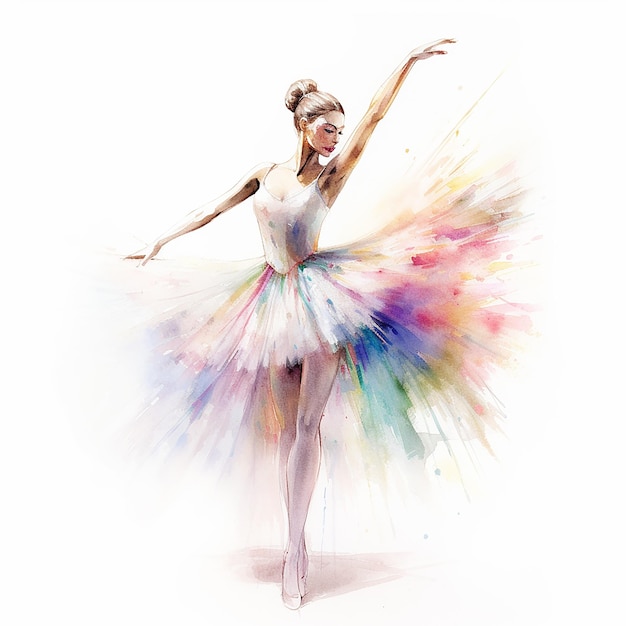 The beautiful graceful ballet woman in a beautifully painted dress is performing a dance photography