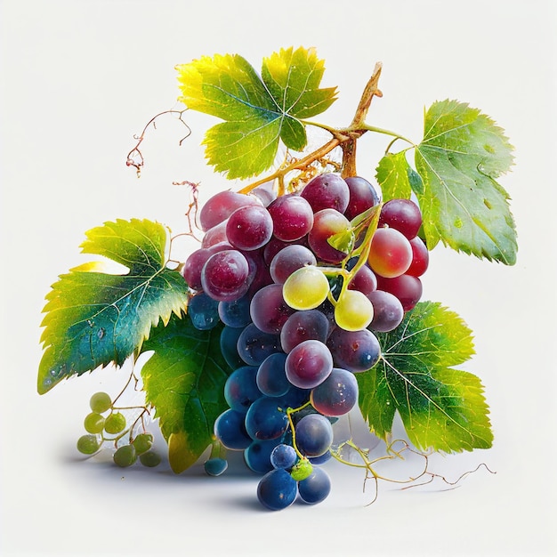 Beautiful grapes green and black red and white background AI Generative