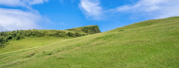 Beautiful grassland, prairie in Taoyuan Valley, Caoling Mountain Trail passes over the peak of Mt. Wankengtou in Taiwan.