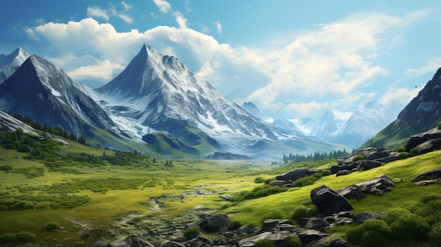 Beautiful grassy mountain landscape