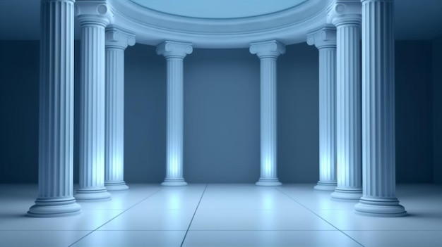 Beautiful grayblue empty wall with columns