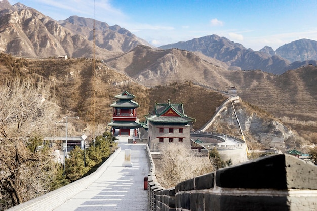 Beautiful Great Wall of China with hills background