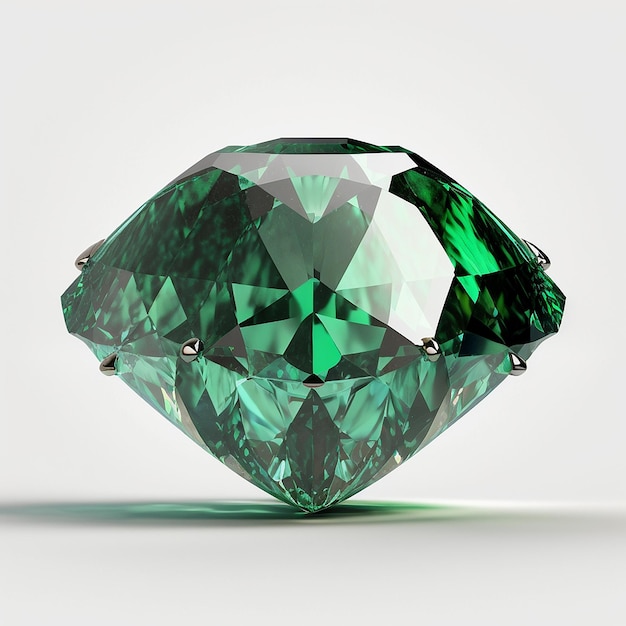 Beautiful green color diamond white background AI Generated image