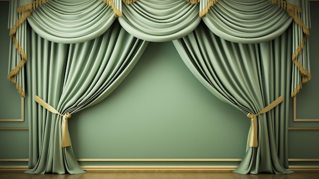 beautiful green curtain arrangement