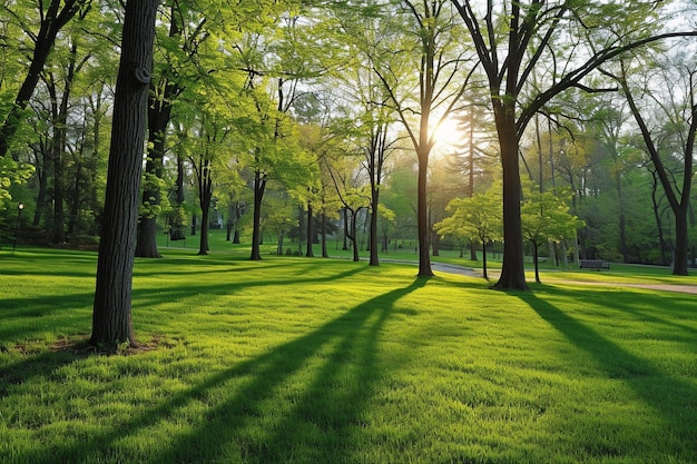 공원의 아름다운 푸른 잔디