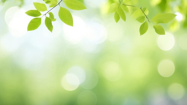 Beautiful green leaves on blurred background AI Generative