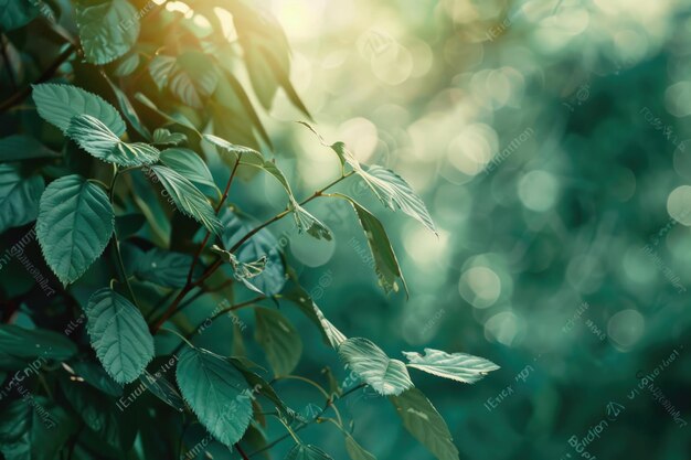 Photo beautiful green leaves on blurred background space for text spring season