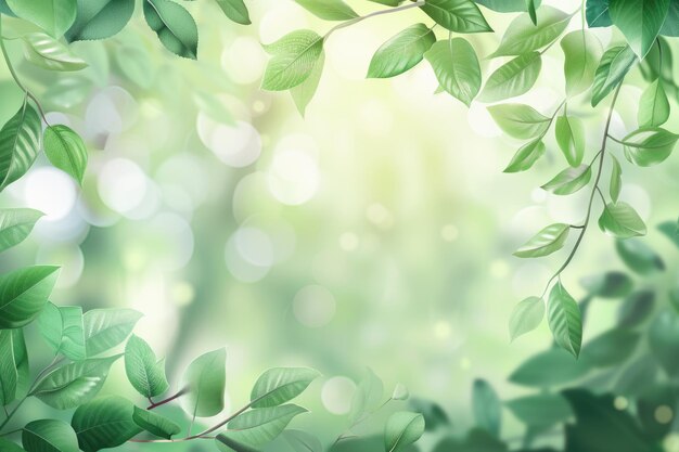 Beautiful green leaves on blurred background space for text Spring season