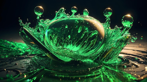 Beautiful green liquid explosion background Generative AI