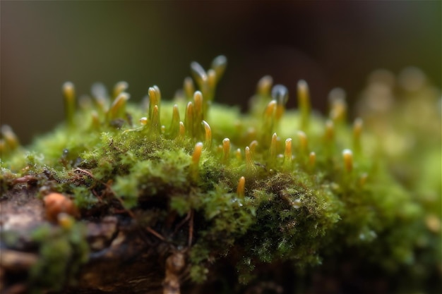 美しい緑の苔のマクロ苔のクローズアップ苔の美しい背景AI 生成コンテンツ