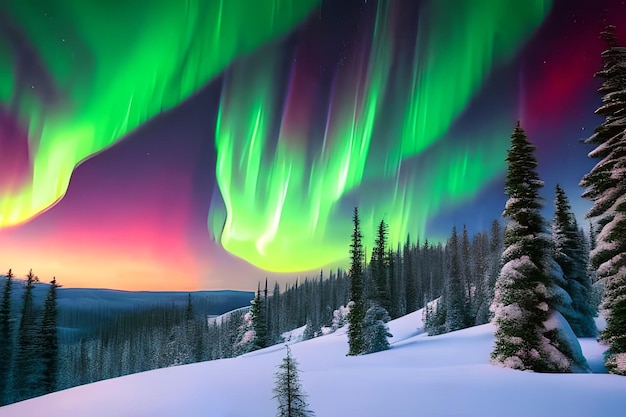 A Beautiful Green and Red Aurora