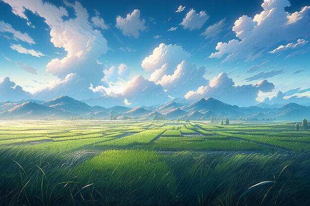 Beautiful green rice field