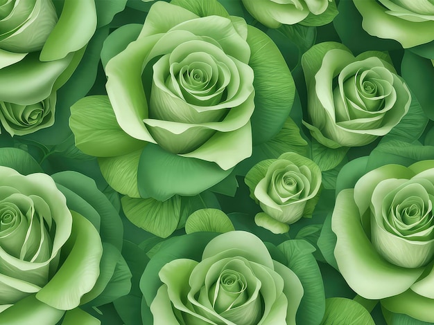 beautiful green roses seamless pattern