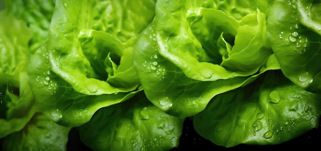 Beautiful green salad closeup with water drops High quality photo