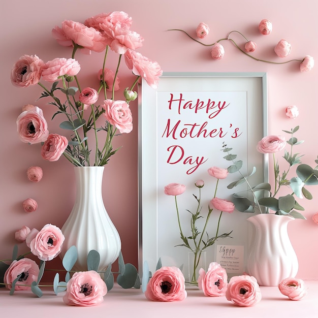 사진 아름다운 축하 카드 꽃 배경으로 축하 어머니의 날