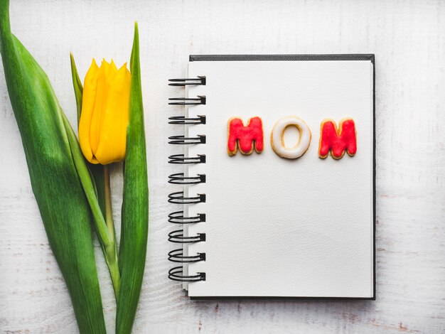 Beautiful greeting card with the word MOM