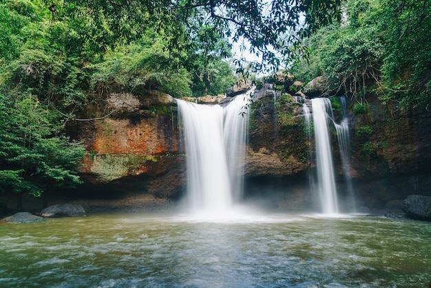 Beautiful Haew Suwat Waterfall at Khao Yai National Park in Thailand