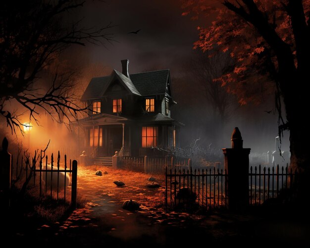 Photo beautiful halloween image haunted house