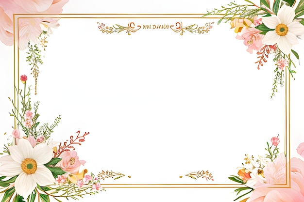 Photo beautiful hand draw floral card template