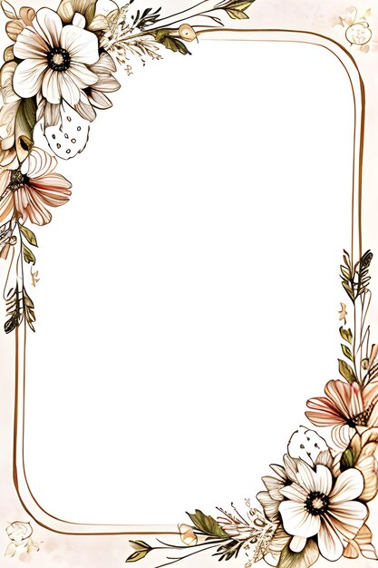 beautiful hand draw floral card template