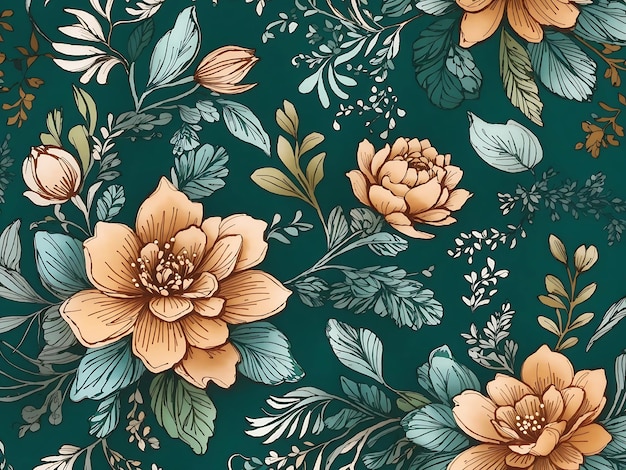 Beautiful hand drawn floral seamless pattern with floral ornament hand drawn style