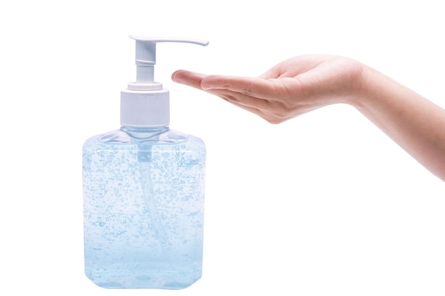 Beautiful hand woman washing her hand with alcohol gel to protection virus covid-19 or bacteria