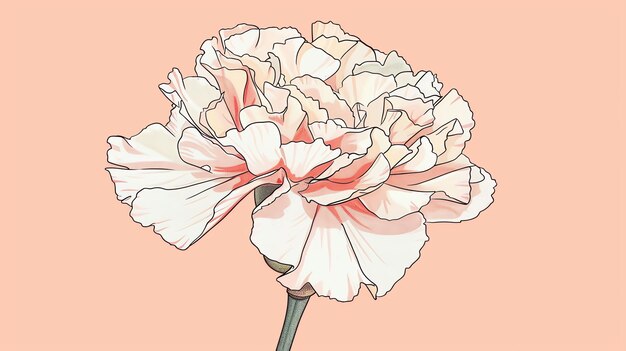 Photo a beautiful handdrawn illustration of a white carnation flower