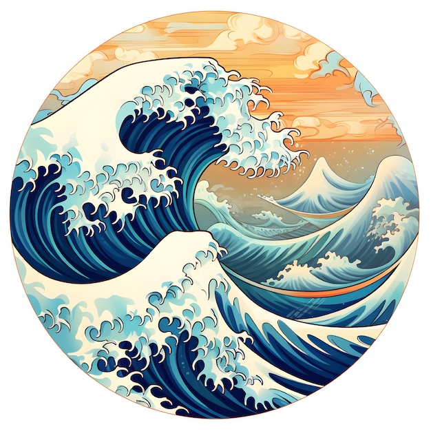 波の美しい手描きの写真