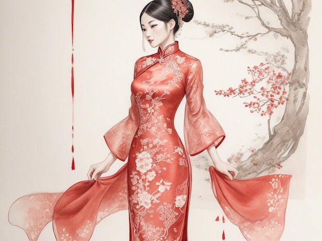 A beautiful handmade drawing with red ink