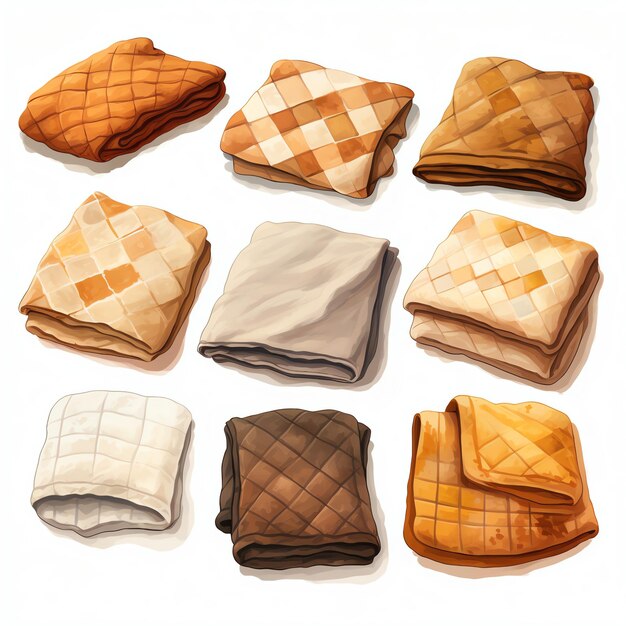 Foto bellissime trapunte fatte a mano e coperte patchwork rustico cottagecore acquerello accogliente clipart