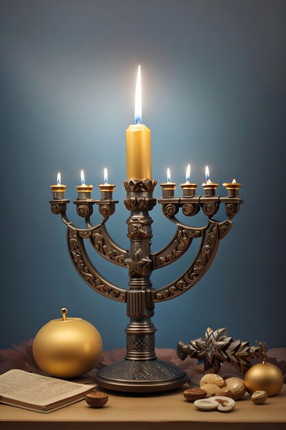 Beautiful Hanukkah concept and Ai generated photo