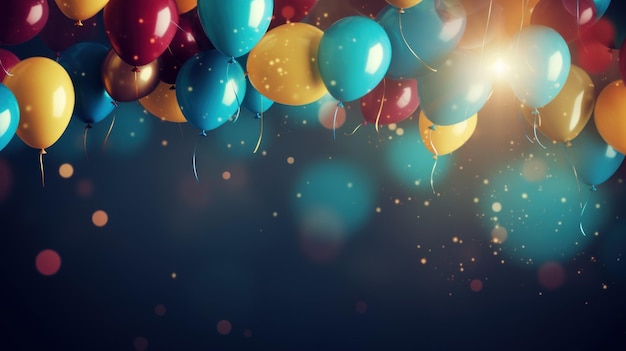 Beautiful Happy Birthday Background with Balloons AI Generated