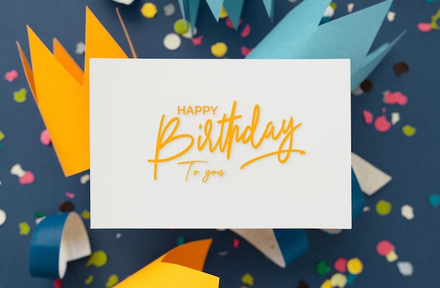 Beautiful happy birthday card mockup background