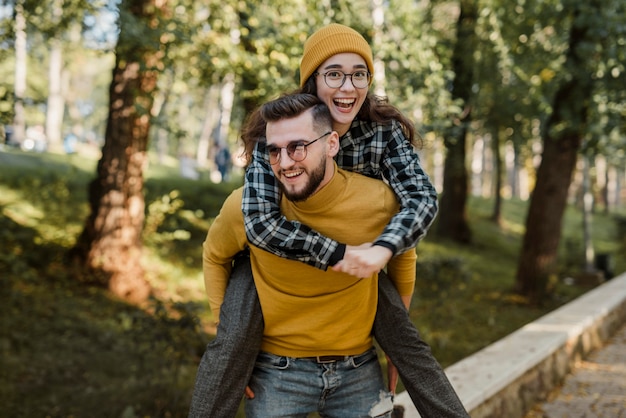 Beautiful and happy friends in park