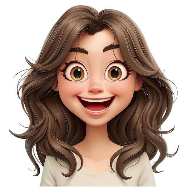 Beautiful happy girl on a white background emoji memoji