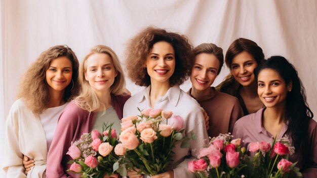 Beautiful happy people in front of a background