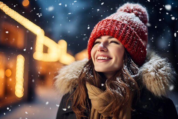 beautiful happy smiling young woman walks