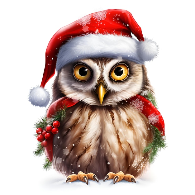 Beautiful HD Christmas Owl png white background