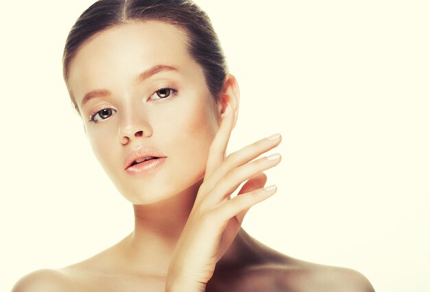 Beautiful health woman face with clean purity skin