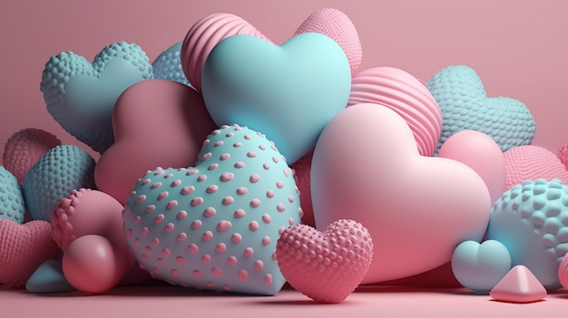 Beautiful hearts background wallpaper for holiday pastel colors Generative AI