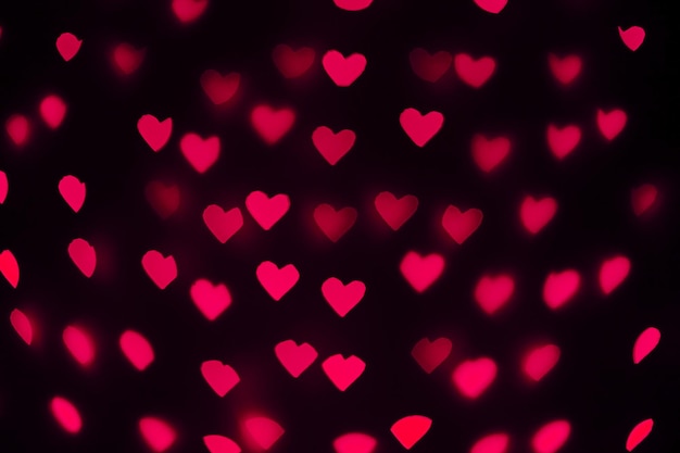 Beautiful hearts made of lights on a blurred background