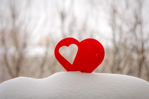  beautiful hearts on a winter background