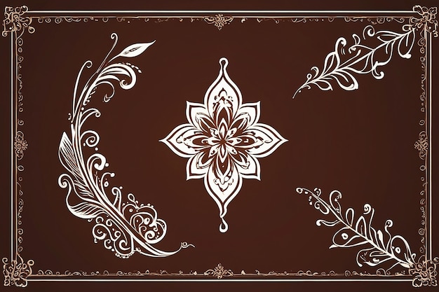 Beautiful Henna Ornament on Brown Background Cultural Elegance