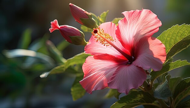 Photo beautiful hibiscus or bunga raya