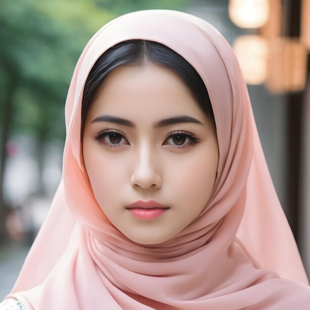 美しいヒジャブのアジア人女性の背景