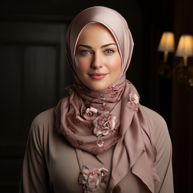 Beautiful Hijab woman with dark background