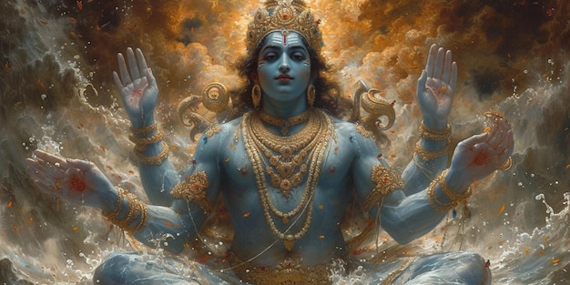 A beautiful Hindu god vishnu