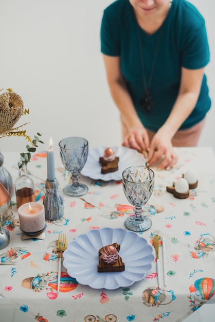 Beautiful holiday Easter table setting