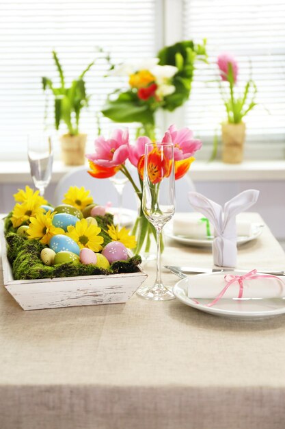 Beautiful holiday Easter table setting